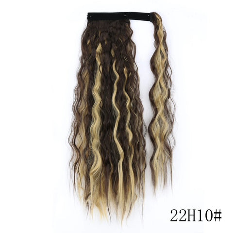 LISI GIRL Synthetic Hair 22''34'' Long Straight Ponytail Wrap Around Ponytail Clip in Hair Extensions Black Hairpiece Headwear