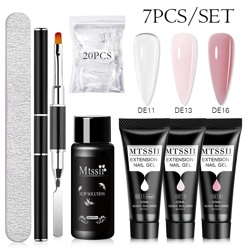 Mtssii 17PCS/Set 20ml Nail Extension Gel Set Builder UV Gel for Nails With 6W UV LED Lamp Nail Extension Tools Kit For Beginner