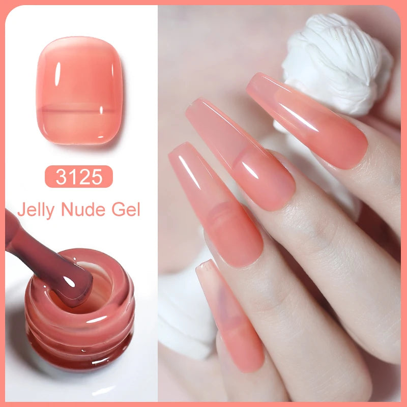 Arte Clavo Transparent Nude Pink Color Jelly Gel Nail Polish Semi Permanent 15ml Top Coat Soak Off UVLED Varnish Nail Art Design
