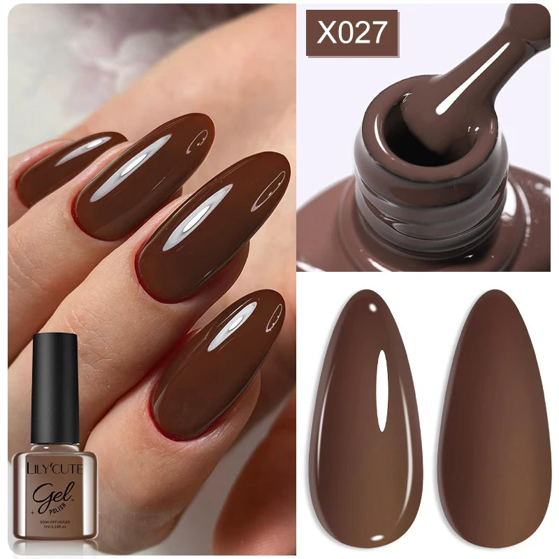 LILYCUTE Nude Crystal Rubber Base Gel Nail Polish Natural Color Semi Permanent UV Gel Soak Off Self Leveling Nail Gel Varnishes