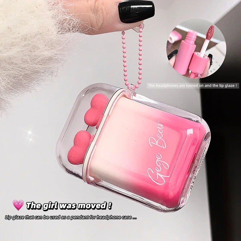 Heart Shape Glossy & Matte Lip Gloss Set Water Light Velvet Fog Labial Combination Mirror Moisturizing Plump Lips Makeup 2pc/Box