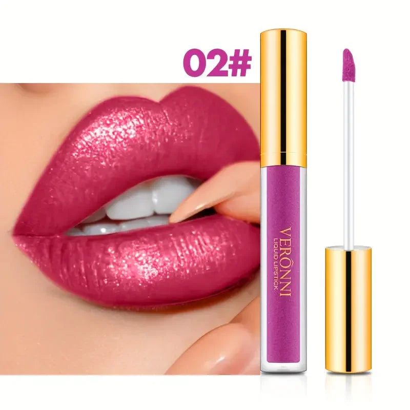 10 Color Glitter Liquid Lipsticks Shimmer Shiny Lipgloss Pearlescent Lip Tint Waterproof Long Lasting Matte Diamond Lips Glaze