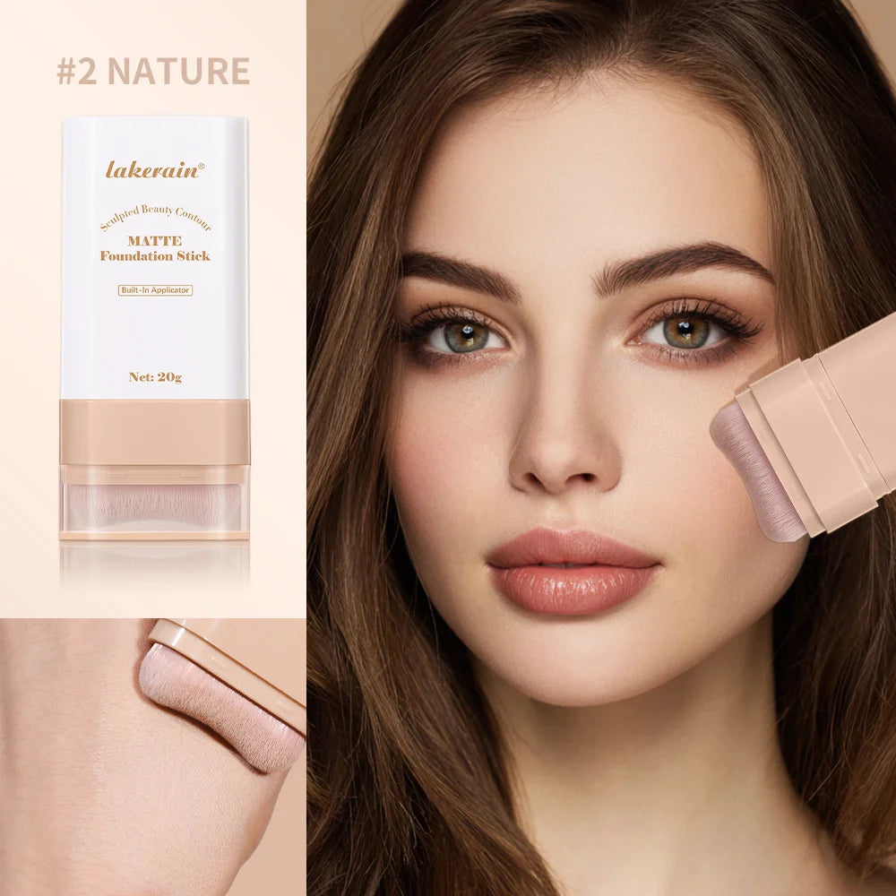 Skin Tint Foundation Stick with Brush Multi Use Matte Waterproof Long Lasting Oil Control Thin Coverage for Blemishes Concealer