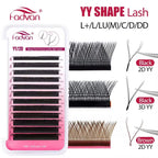 FADVAN YY Shape Eyelashes Extension 2D/3D Faux Mink L+/L/LU(M)/C/D/DD 8-15mm Black/Brown Premade Fan Lashes Extension Split Tip