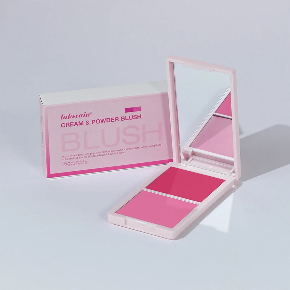 Cream & Powder Blush Matte 5Colors Dewy Rosy Blush Makeup Pan Long-lasting Wearing High Pigment Natural Matte Blush Cosmtics