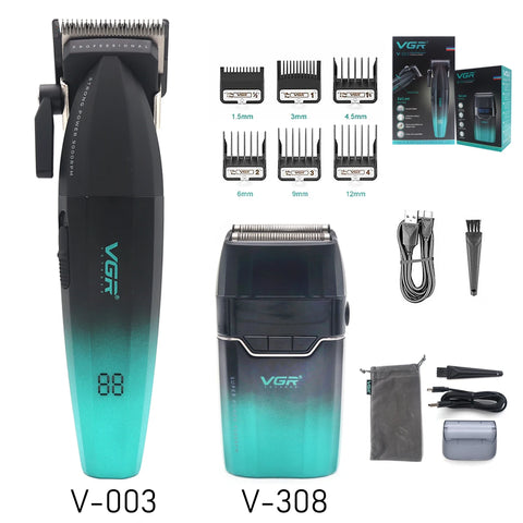 VGR 003 906 308 Professional Hair Cutting Kit  Hair Clipper Cordless Clippers Trimmers for Men Set USB Charge Men's LED Display