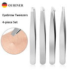 4PCS Eyebrow Tweezer Colorful Hair Beauty Fine Hairs Puller Stainless Steel Slanted Eye Brow Clips Removal Makeup Tools