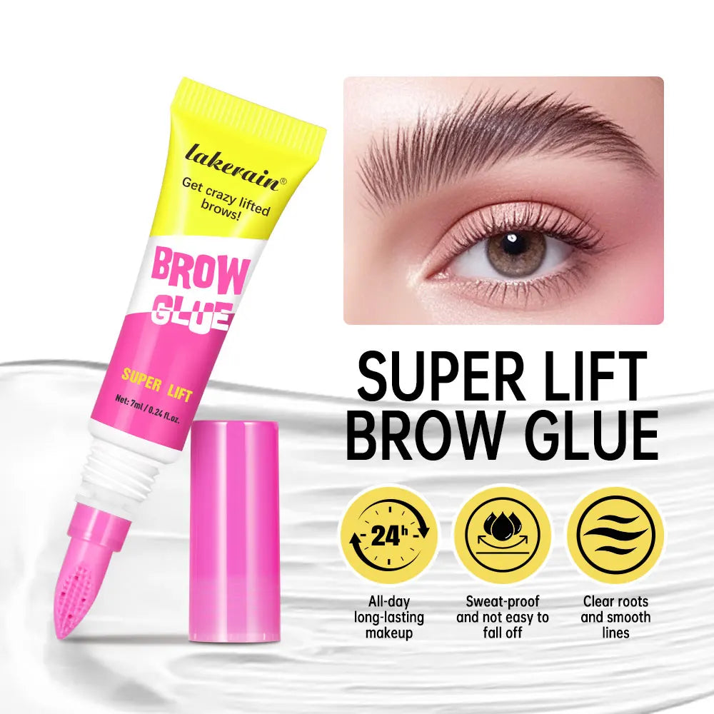 Super Lift Brow Glue Crazy Lift Brow Lamination Gel with Long-lasting Strong Hold & Built-In Styling Comb Clear Eyebrow Gel Make