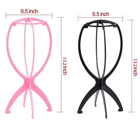 1Pcs Wig Stand Plastic Hat Display Wig Head Holders 17x36Cm Mannequin Stand Portable Folding Wig Stand Pink Hair Display Tools