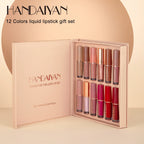 HANDAIYAN 12-Color Velvet Matte Lip Gloss Set - Liquid Lipstick Gift Box Set, Non-Sticky Lip Gloss