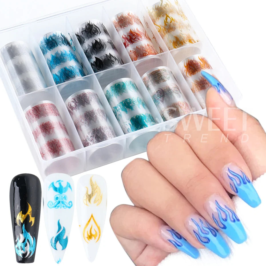 1Box-10pcs Nail Sticker Leopard Print Series Nail Foils Animal Leopard Texture Starry Nail Transfer Decals Slider Manicure DIY