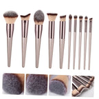 10PCS Vegan Brush Set - Air Cushion Nylon Bristles for Foundation/Contour/Eyeshadow (Beginners/Pros)