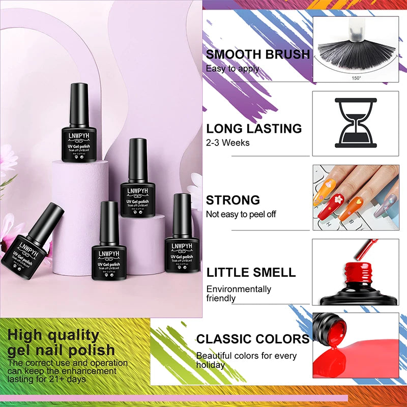 Gel Nail Polish Kit Manicure Art Decorations Set With Nail Dryer Semi Permanent Gel Varnish Set Professional Nail Art Tools Kit