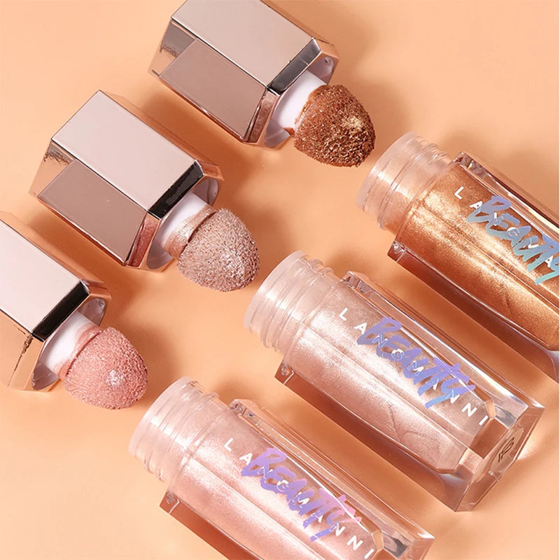 3 Colors Face Brightening Cream, Glitter Highly Saturated Liquid Highlighter, Bright Color Face Contour Makeup Highlighting