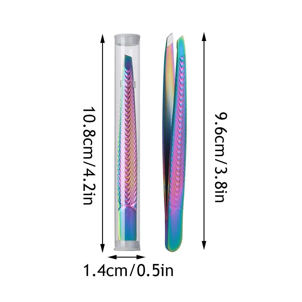 Lash Applicator Eyebrow Tweezer  Multifunctal Eyelash Clip Beard Hair Remove Stainless Steel Makeup Tools Slanted Flat Tip