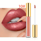 10 Color Glitter Liquid Lipsticks Shimmer Shiny Lipgloss Pearlescent Lip Tint Waterproof Long Lasting Matte Diamond Lips Glaze