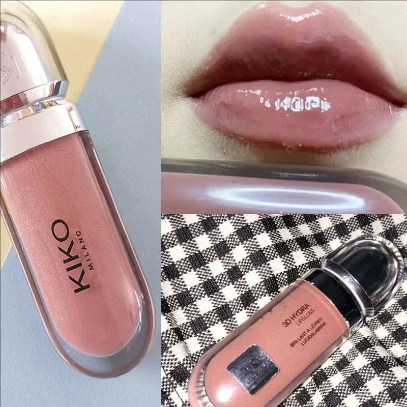Kiko 3D Liquid Lip Glaze Transparent Lip Mirror Lipstick Nourishing Glossy Full Lips Not Fading Milk Tea Bean Paste Makeup