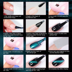 Galaxy Gel Nail Polish 12 PCS Jelly Nail Set Glitter Cat Eye Color Changing Nail Polish Kit Treasure Box Collection With 4 PCS B