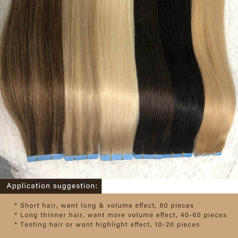Natural  Tape in Hair Extensions Human Hair Straight Natural Black  Seamless PU Skin Weft Tape Ins Hair Extension 20PCS/Pack