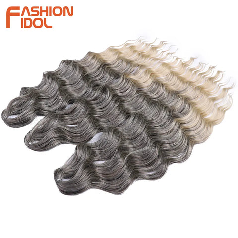 Anna Hair Synthetic Loose Deep Wave Braiding Hair Extensions 24 Inch Water Wave Braid Hair Ombre Blonde Twist Crochet Curly Hair