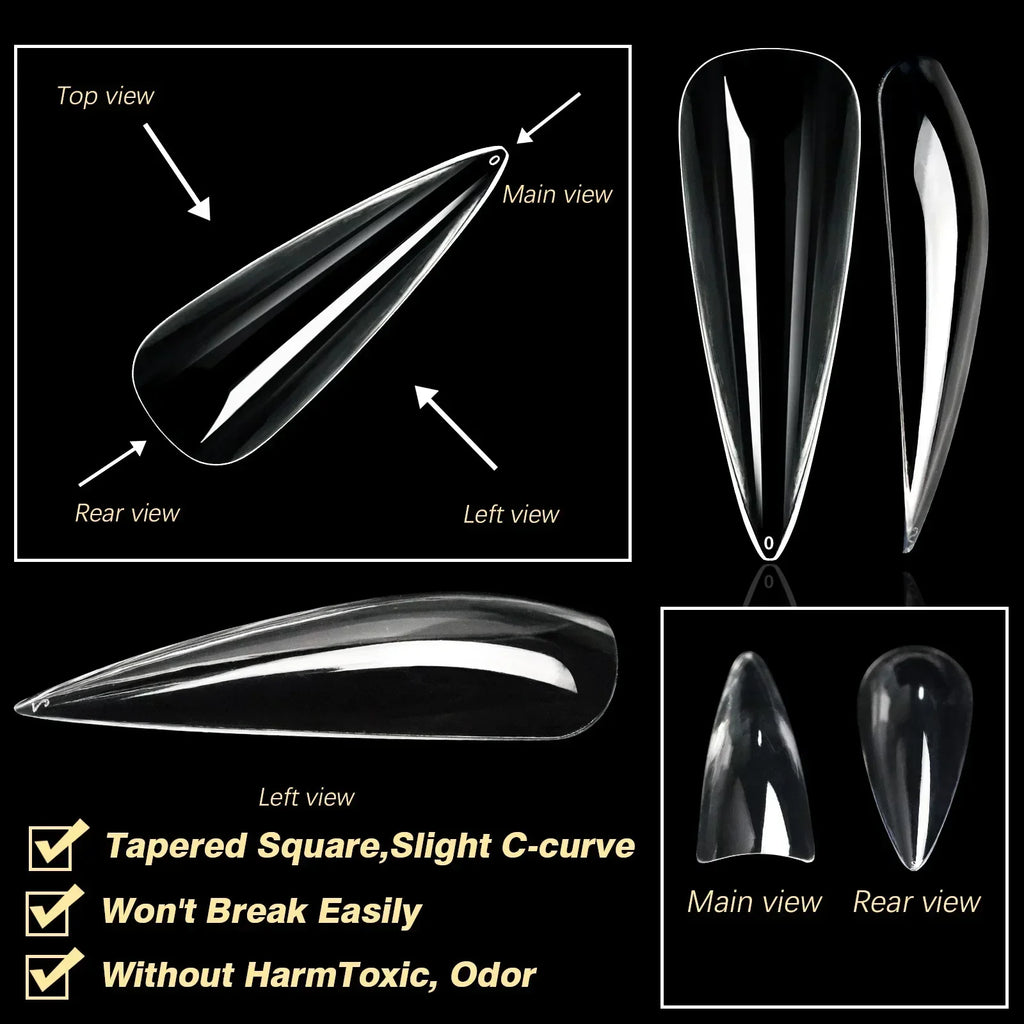 250/500/600pcs Soft Gel False Tips Natural Sculpted Ballet Coffin Almond Fake Nails Full Cover Press On Nails DIY Nail Supplies