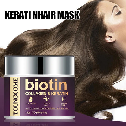 Biotin moisturizing hair mask containing collagen and natural keratin strongly restores frizzy hair and deeply nourishes hair