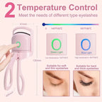 Heated Eyelash Curler with Lcd Display Silicone Pads Eyelash Protection Natural Curling Without Damaging Eyelashes Rechargeable