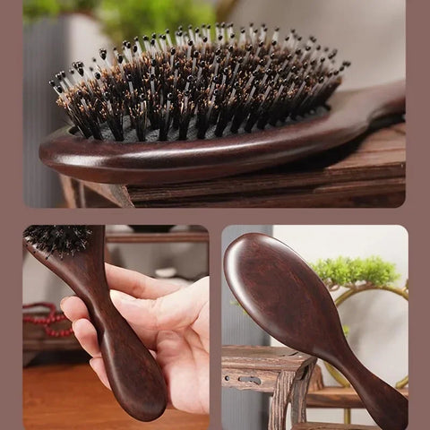 Wood Massage Hair Brush Comb For Hair Hairbrush Dry Wet Detangle Wood Combs Women Hair Beauty Care Paddle Cushion Massage Brush