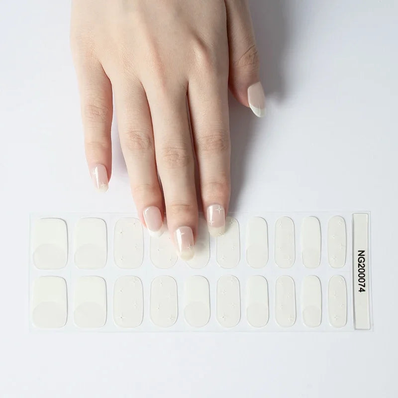 Leopard Semi-Cured Gel Nail Strips Simple Transparent Color Adhesive Long Lasting Gel Nail Stickers Harden In UV Lamp Need