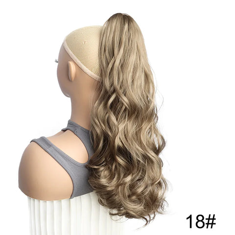 WIGSIN 22Inch Synthetic Long Curly Ponytail Hair Extension Claw Clip in High Temperature Fiber Hairpiece for Women
