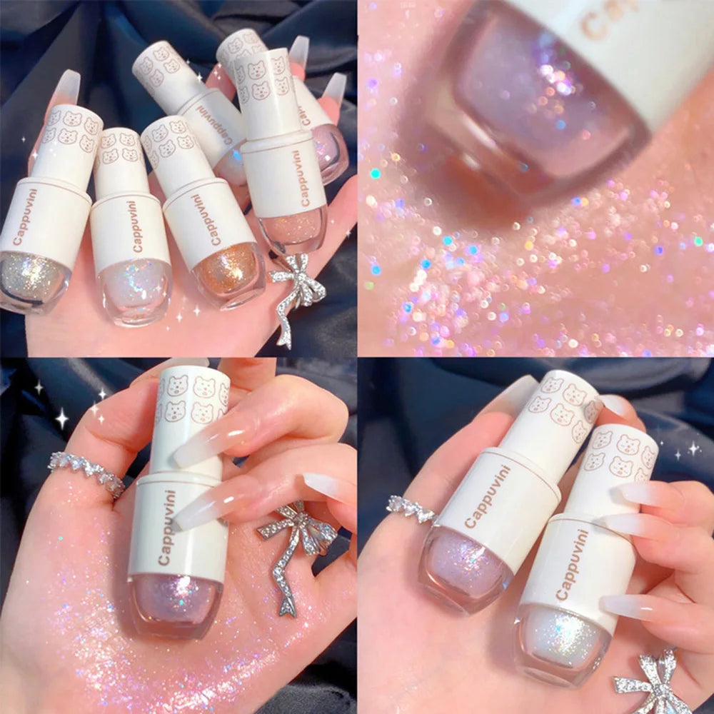 Cappuvini Liquid Eyeshadow High-Gloss Shiny Mermaid Pearl Tears Brightening Glitter Highlighter Quick Drying Eyeliner