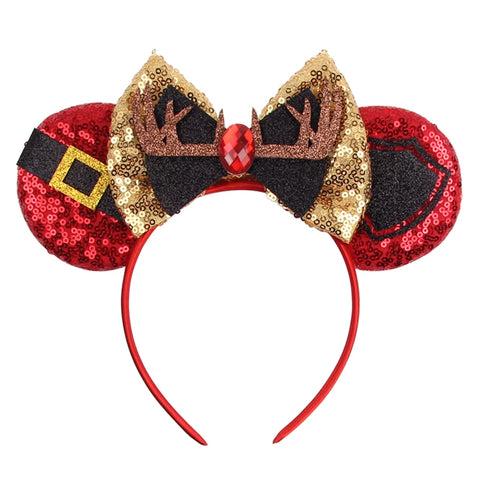 Disney Mickey 3.3"Velvet Ears Headband For Girls Soft Bow Hairband Halloween Festival Party Christmas DIY Hair Accessories