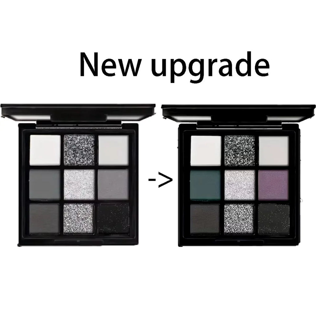 Nine-color eyeshadow palette Makeup Brush, gray-pink smoky makeup, matte pearlescent silkworm brightening makeup