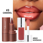 Matte Lip Makeup Kit 2pcs Waterproof Long Lasting Lip Liner and Lip Oil Combo Red Brown Pink Nude Tones Lipstick Set