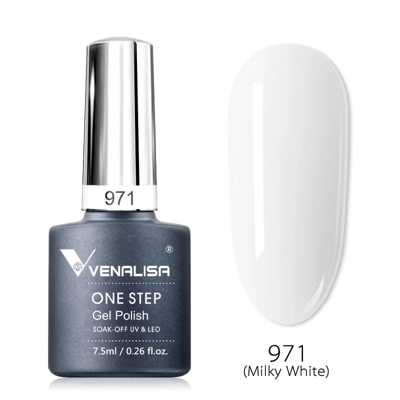 3 in 1 VENALISA  One Step Nail Gel Polish Full Coverage Gorgeous Color Soak off UV LED Nail Gel Varnish Nail Art Salon Lacquer