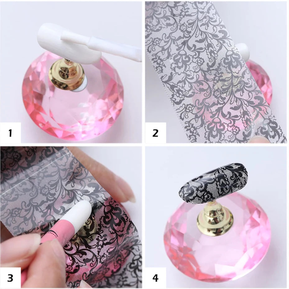 9PCS/Bag Nail Transfer Stickers Laser Patterns Holographic Design Gel Decal Foil Slider Art Decoration Manicure Accessories Tool