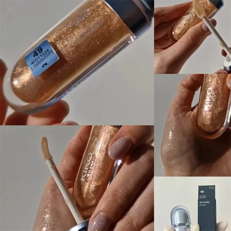Kiko 3D Liquid Lip Glaze Transparent Lip Mirror Lipstick Nourishing Glossy Full Lips Not Fading Milk Tea Bean Paste Makeup