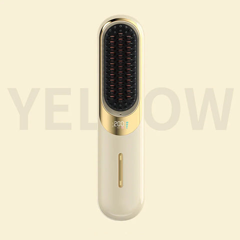LED Electric Hair Brushes Cordless Hair Straightener Brush Portable Straightening Brush Negative Ions Hot Comb USB Charge