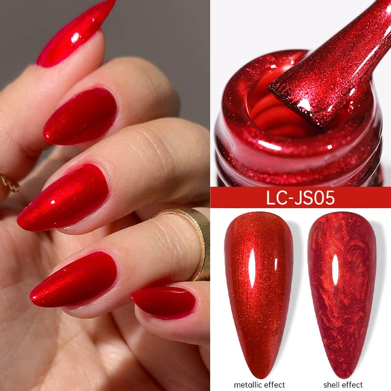 LILYCUTE 7ml Metallic Gel Nail Polish Red Chrome Effect Soak Off UV Gel Varnish Semi Permanent Nail Art Manicure Base Top Coat