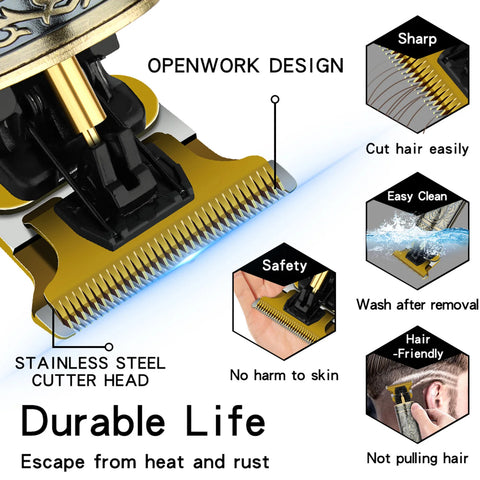 HIENA T9 Hair Clipper set for men LCD Power Display barber Electric Hair Trimmer vintage carving Beard Shaving haircut machine