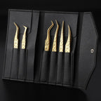6PCS False Eyelash Tweezers Set For Fake Fan Lashes Extensions Planting Eyebrow Clip Eyelashes Tongs Makeup Nail Tools Kit