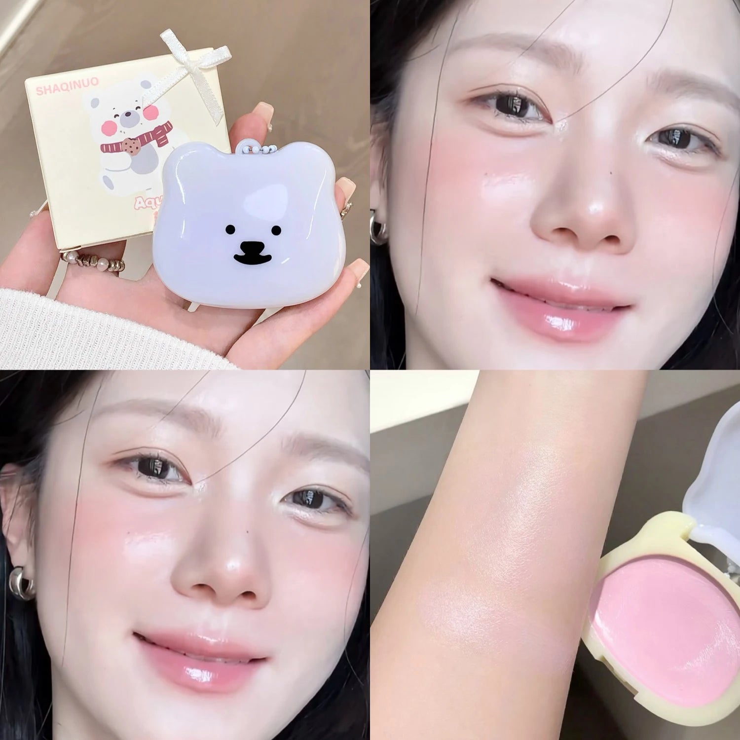 Watery Blush Cream SHAQINUO  Moisturizing Jelly Glow Blush, Rouge Korean Makeup, Cream Texture, Low Saturation Brightening