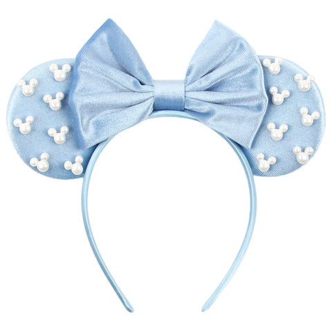 Disney Mickey 3.3"Velvet Ears Headband For Girls Soft Bow Hairband Halloween Festival Party Christmas DIY Hair Accessories
