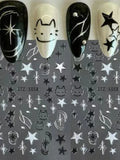 Black Silver Cat Animals Nail Sticker Decals Y2K Charms Cute Dog Cartoon Adhesive Sliders Foils For Manicure Nail Art Decoration