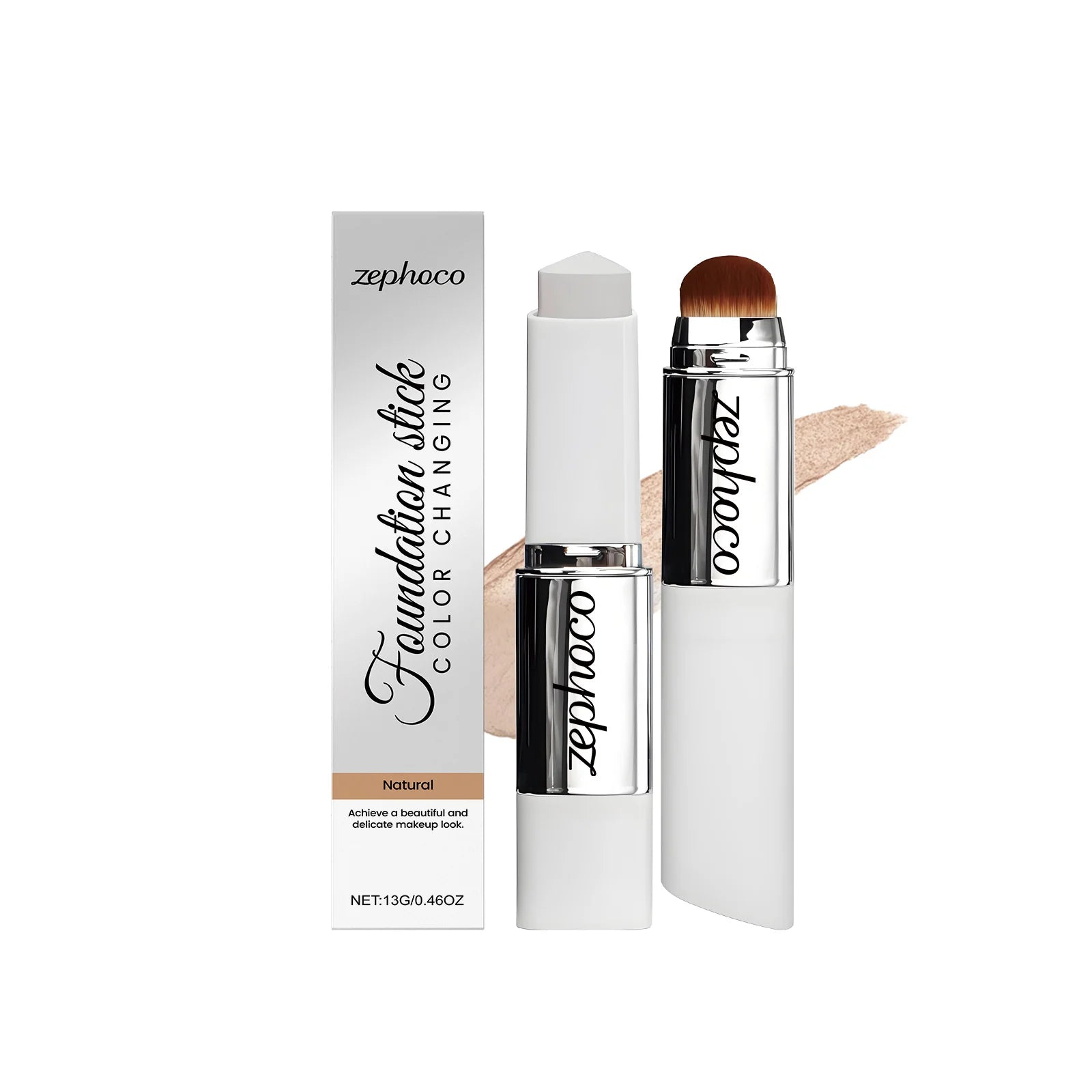 2-in-1 Color-Changing Foundation Stick Liquid Lightweight Moisturizing Brightening Foundation Color Changing for All Skin Types