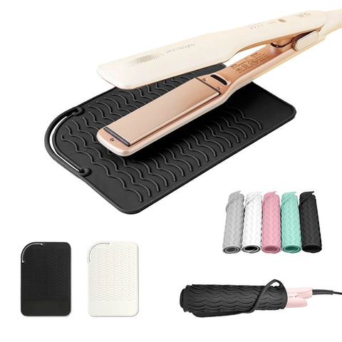 Silicone Non-slip Mat for Hairdressing Tools, Portable Curling Iron Straightener Perm Iron Heat Protecting Mat for Travel, Salon