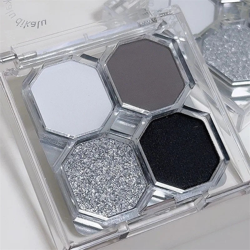 Black Light Star 4-color Eye Shadow Plate Smoky Makeup Dark Black Dark Cement Plate Cross-border Brightening Makeup Cosmetics