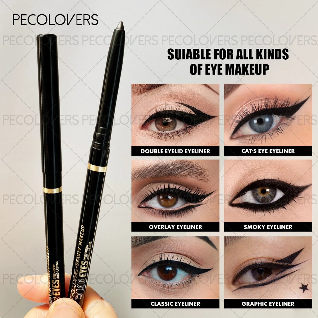 Long-Lasting Gel Black Eyeliner Pencil - Waterproof Matte Eye Makeup Tool with Quick-Drying