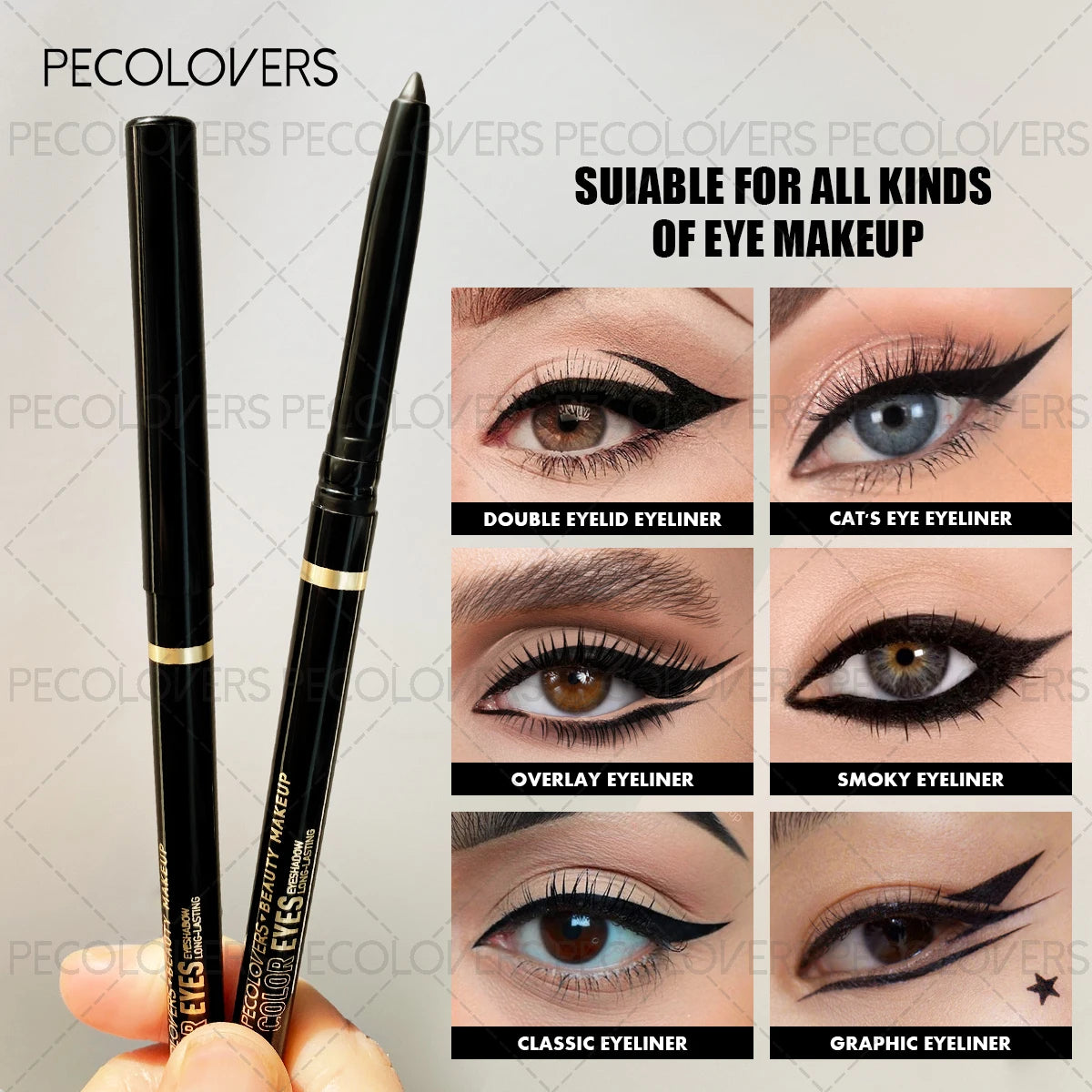 Long-Lasting Gel Black Eyeliner Pencil - Waterproof Matte Eye Makeup Tool with Quick-Drying