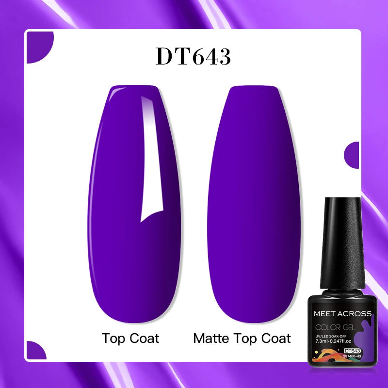 MEET ACROSS 8 Colors Mirror Gel Nail Polish Long-lasting Quick-drying Metallic Gold Silver Red Semi Permanent Varnish Nail Art